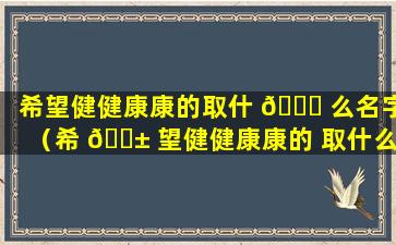 希望健健康康的取什 🐞 么名字（希 🐱 望健健康康的 取什么名字）